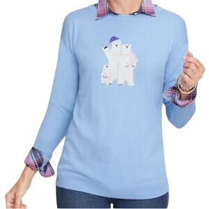 Talbots petite POLAR BEAR COTTON BLEND SWEATER Light Blue Style CN5342
